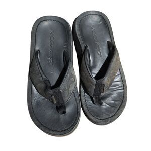Moszkito Leather Flip Flops Thong Sandals Black Womens US 4 EU 36